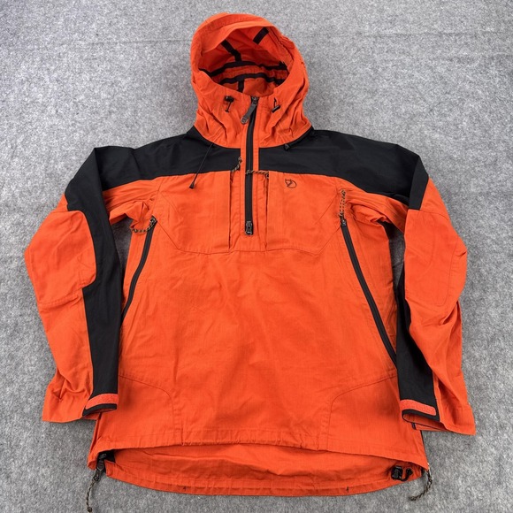Fjallraven Bergtagen Anorak Jacket Womens Small Orange Shell Hooded Pullover